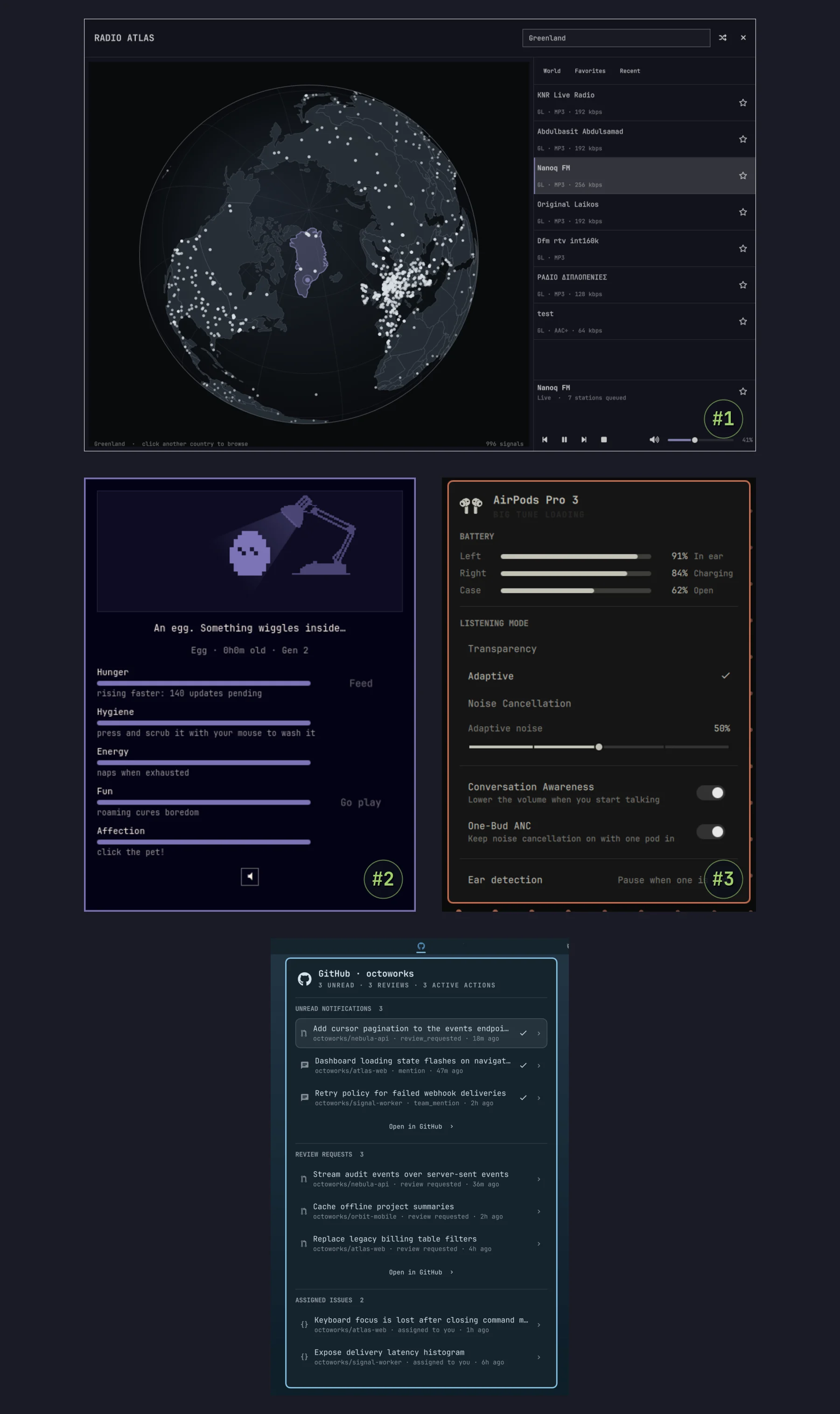 Radio Atlas, Omagotchi, AirPods và GitHub